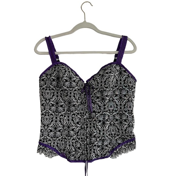 Cacique Other - NWT Cacique Corset Lace up Back Size 18 / 20 Goth, Cottage Core Black and Purple